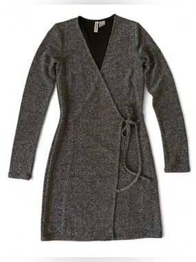 H&M DIVIDED Shimmery Mini Wrap Dress | XS | Black & Silver